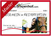 Gutschein f&uuml;r Reiterferien